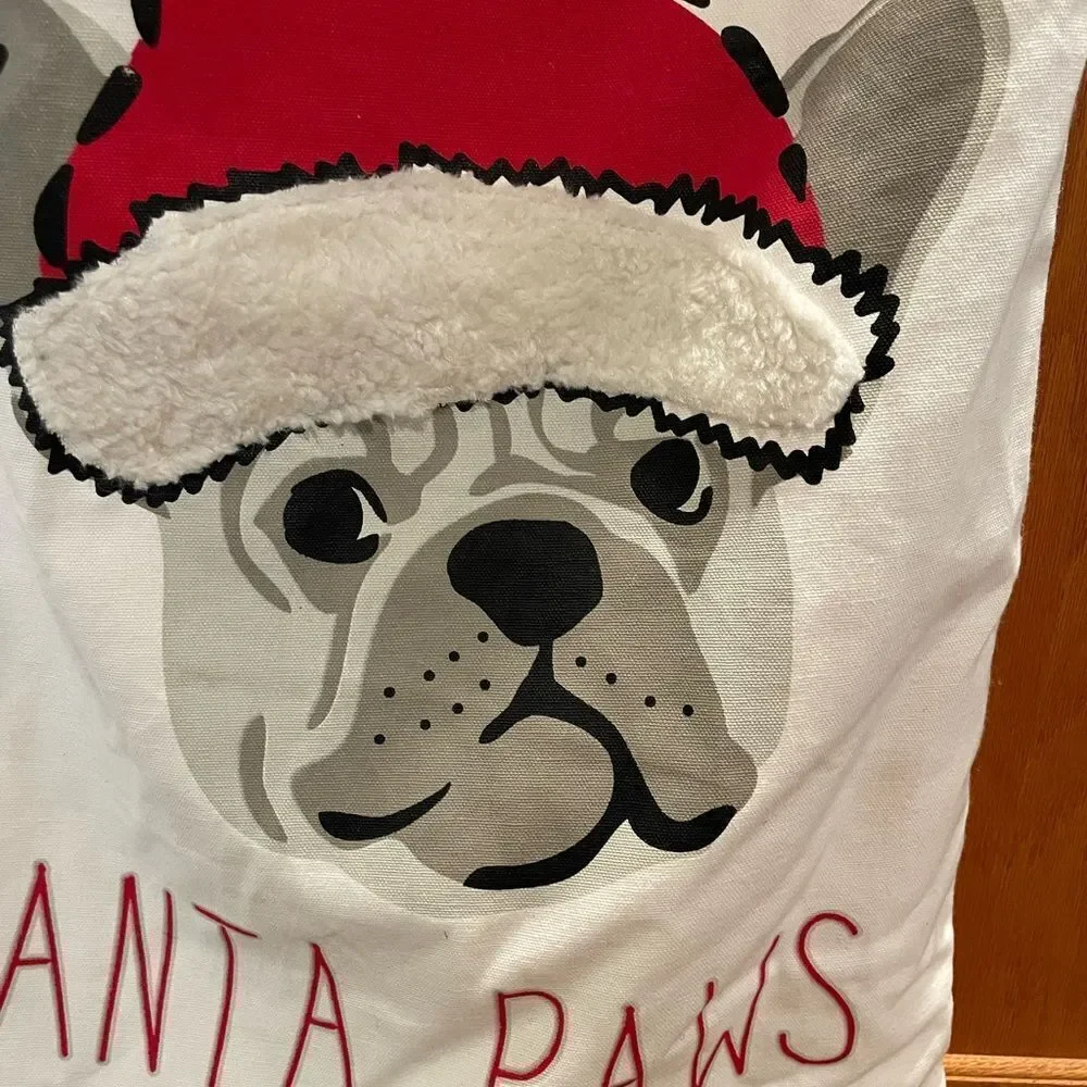 Santa Paws French Bull Dog 24x38 Canvas Type Santa Bag